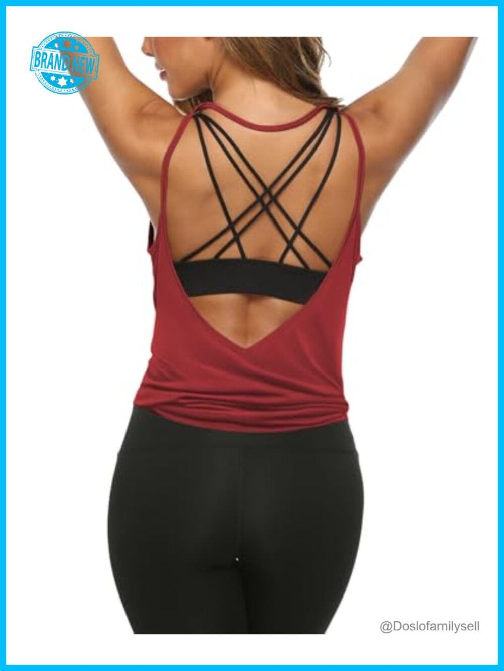 Women's Sleeveless Open Back Yoga Tank Top Sports Activewear with V-Neck